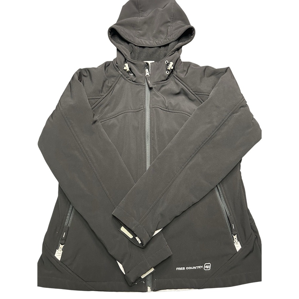 Free Country Black Softshell Jacket Womens‎ L Fleece Lined Winter Coat